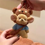 Women's Cute Bear Bag Pendant Little Bean Car Keychain Super Soft Plush Doll Toy for Stress Relief New Year Gift - Image 6