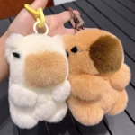 Fashion Women Natural Rabbit Fur Capybara Key Chain Charm Fashion Plush Car Keychain Bag Pendant Party Gift - Image 4