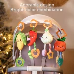Tumama Kids Vegetables Hanging Rattle Set Plush Pendant Sensory Toy for Crib Soft Baby Soothing Hanging Rattle Stroller Toys - Image 2