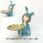 Modern Girl Holding Tray Tissue Holder Key Storage Tray Vase Character Sculpture Resin Ornament Wholesale Unique Animal Storage - Image 3
