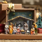 8.5CM Eco-Friendly Resin Craft High Christmas Manger Scene Ornament Gift Box for Holidays Cross-Border Supplier - Image 5