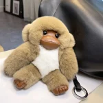 Realistic Rex Rabbit Fur Little Monkey Car Keychain Pendant Cute Ins Realistic Plush Doll Toy for Backpack Party Favors - Image 4