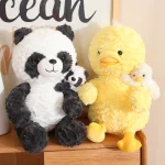 Ready to Ship Stuffed  Mother and Son Toys Cute Panda Yellow Duck  Plush Penguin Soft Sloth Dolls Children Birthday Presents - Image 4