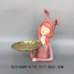 Modern Girl Holding Tray Tissue Holder Key Storage Tray Vase Character Sculpture Resin Ornament Wholesale Unique Animal Storage - Image 2