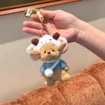 Women's Cute Bear Bag Pendant Little Bean Car Keychain Super Soft Plush Doll Toy for Stress Relief New Year Gift - Image 3
