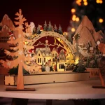 Creative Christmas Gifts Christmas Village Shopping Mall Window Wooden Decorations Led Luminous Ornaments - Image 4