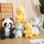 Ready to Ship Stuffed  Mother and Son Toys Cute Panda Yellow Duck  Plush Penguin Soft Sloth Dolls Children Birthday Presents - Image 2