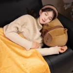 Wholesale 2-in-1 Cute Capybara Cartoon Plush Toy PP Cotton Filling Mesh Lunch Break Blanket Brown Pillow Stuffed Animal Toys - Image 2