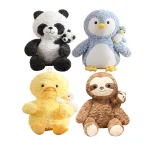Ready to Ship Stuffed  Mother and Son Toys Cute Panda Yellow Duck  Plush Penguin Soft Sloth Dolls Children Birthday Presents